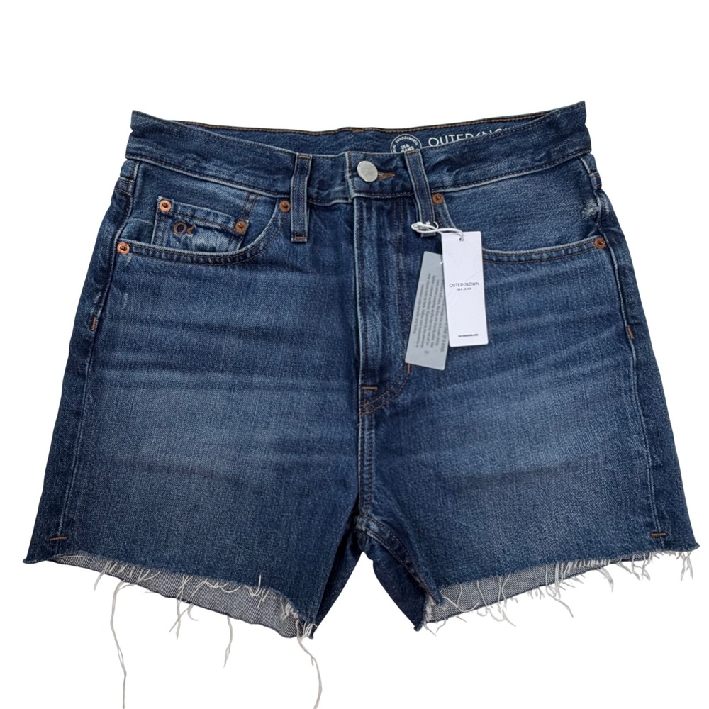 Outerknown Organic Cotton Beachcomber Cut-Off Denim Shorts Blue Women 24 Boho